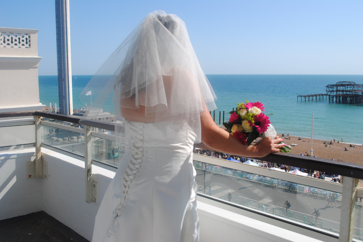 bride on balcony